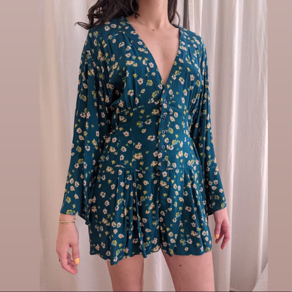 Free People Floral Long Sleeve Jumper